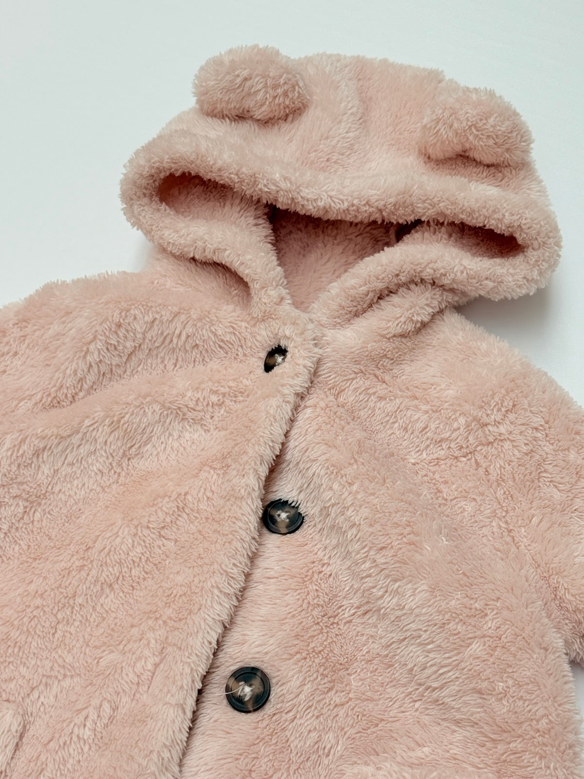 Old Navy Pink Fuzzy Bear Hood Jacket 18-24M