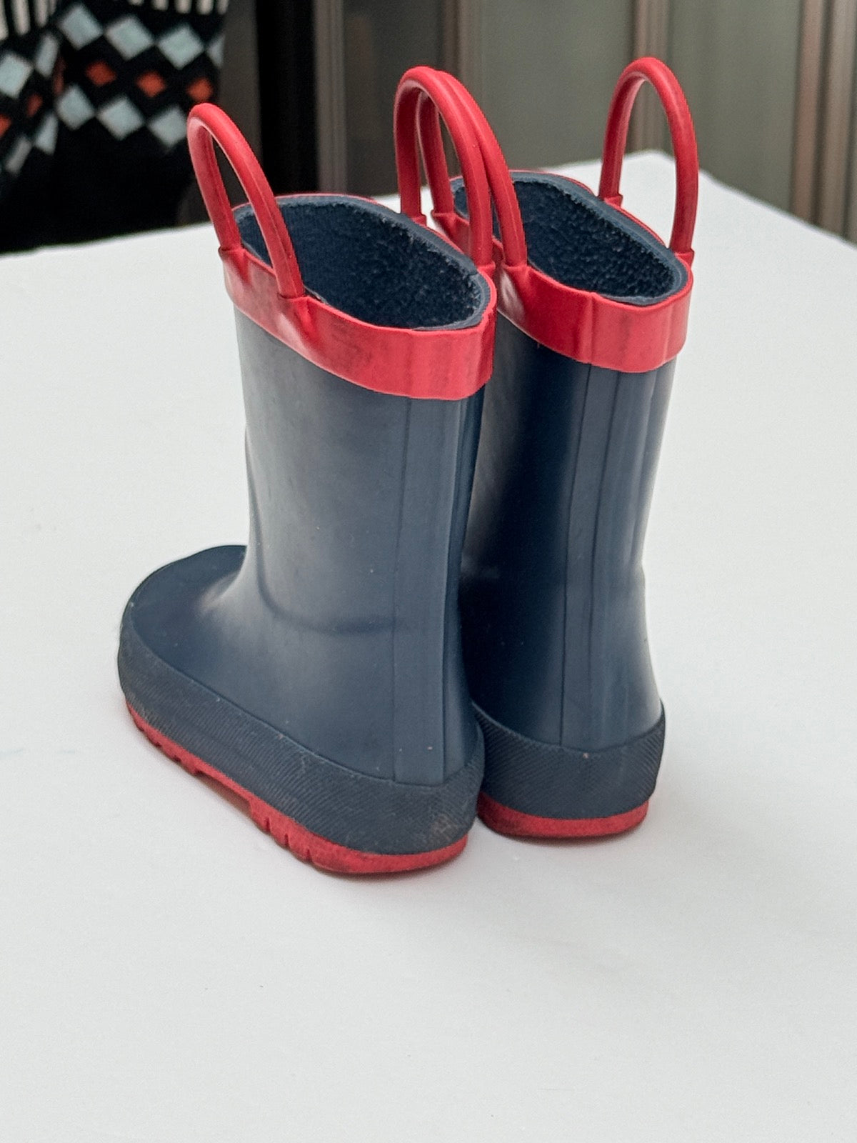 Joe Fresh Children's Navy Red Rubber Rain Boots Size 7