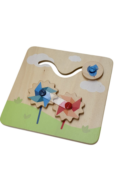 Wooden Pinwheel Sensory Busy Board Toy
