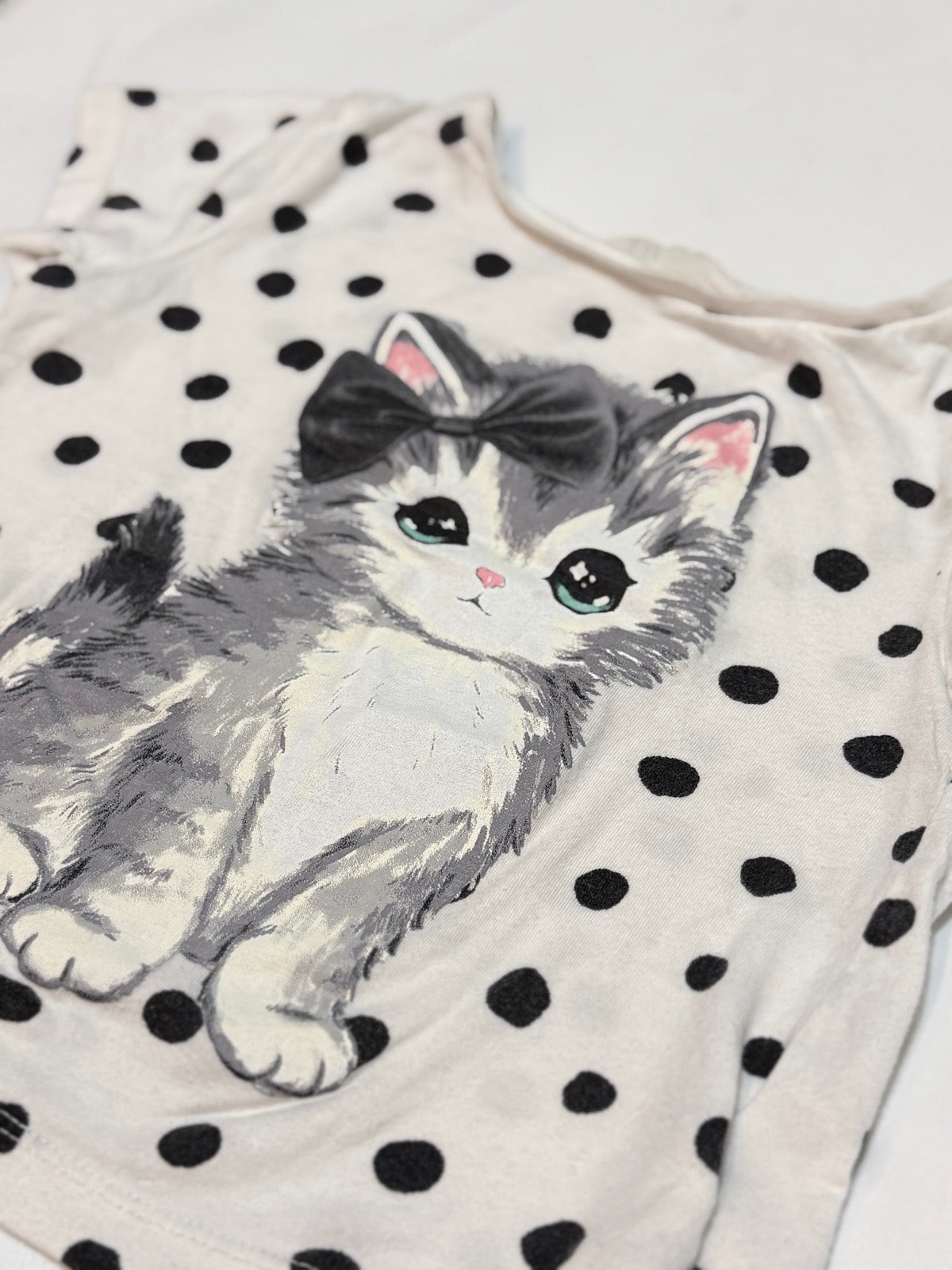 H&M Kitten Polka Dot T-Shirt 2-4Y