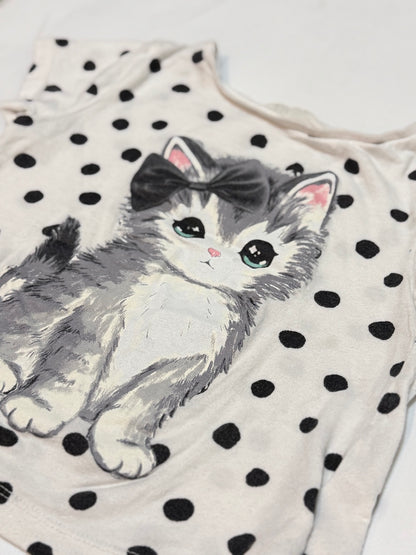 H&M Kitten Polka Dot T-Shirt 2-4Y