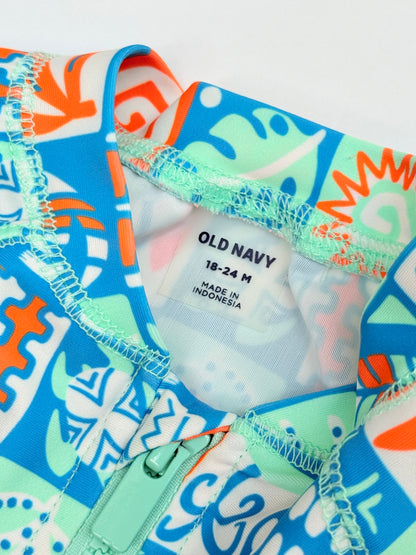Old Navy Tropical Print Rashguard Swimsuit 18-24M