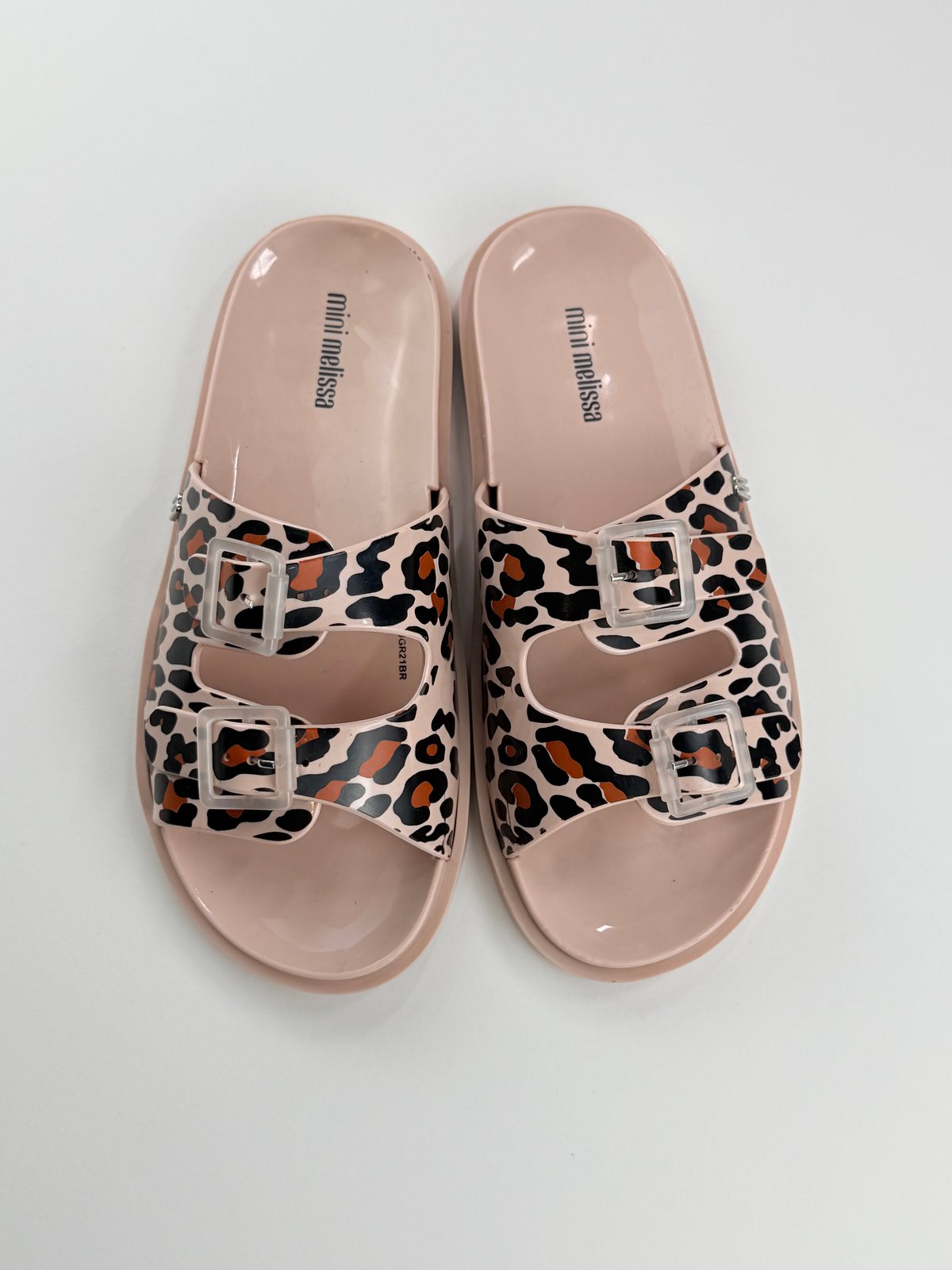 Mini Melissa Leopard Print Slide Sandals Size 4