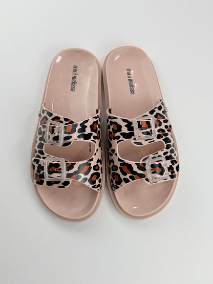 Mini Melissa Leopard Print Slide Sandals Size 4