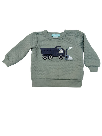 Pekkle Quilted Dump Truck Sweatshirt 12M