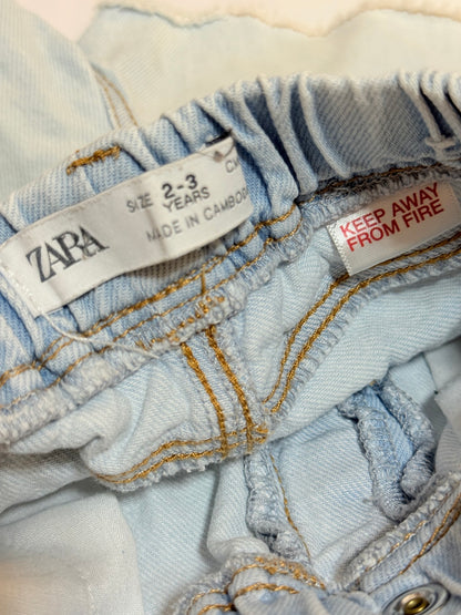Zara Light Wash Denim Cut-Off Shorts 2-3Y