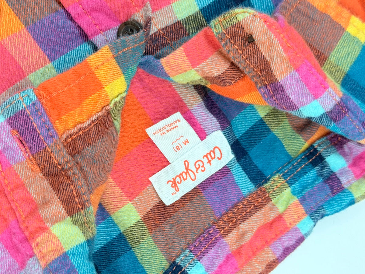 Cat & Jack Plaid Button-Up Shirt Size M (8)