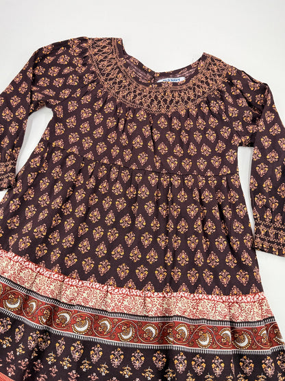 Old Navy Brown Floral Smocked Dress Size 6-7
