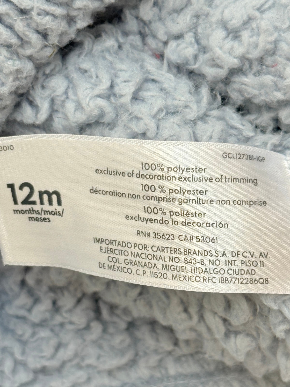 Carter's Grey Sherpa Bear Hood Jacket 12M