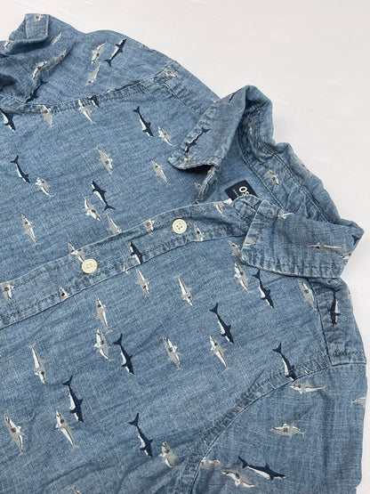 OshKosh B'gosh Shark Chambray Shirt Size 7/7Y