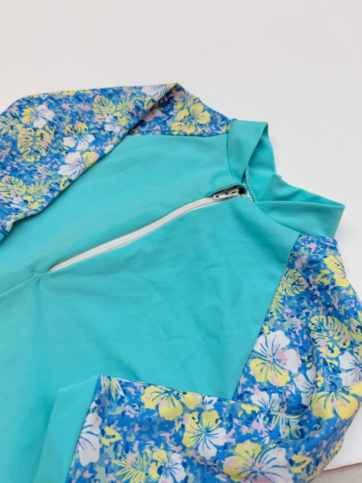 NoZone Teal Floral Full Body Swimsuit 12-18M