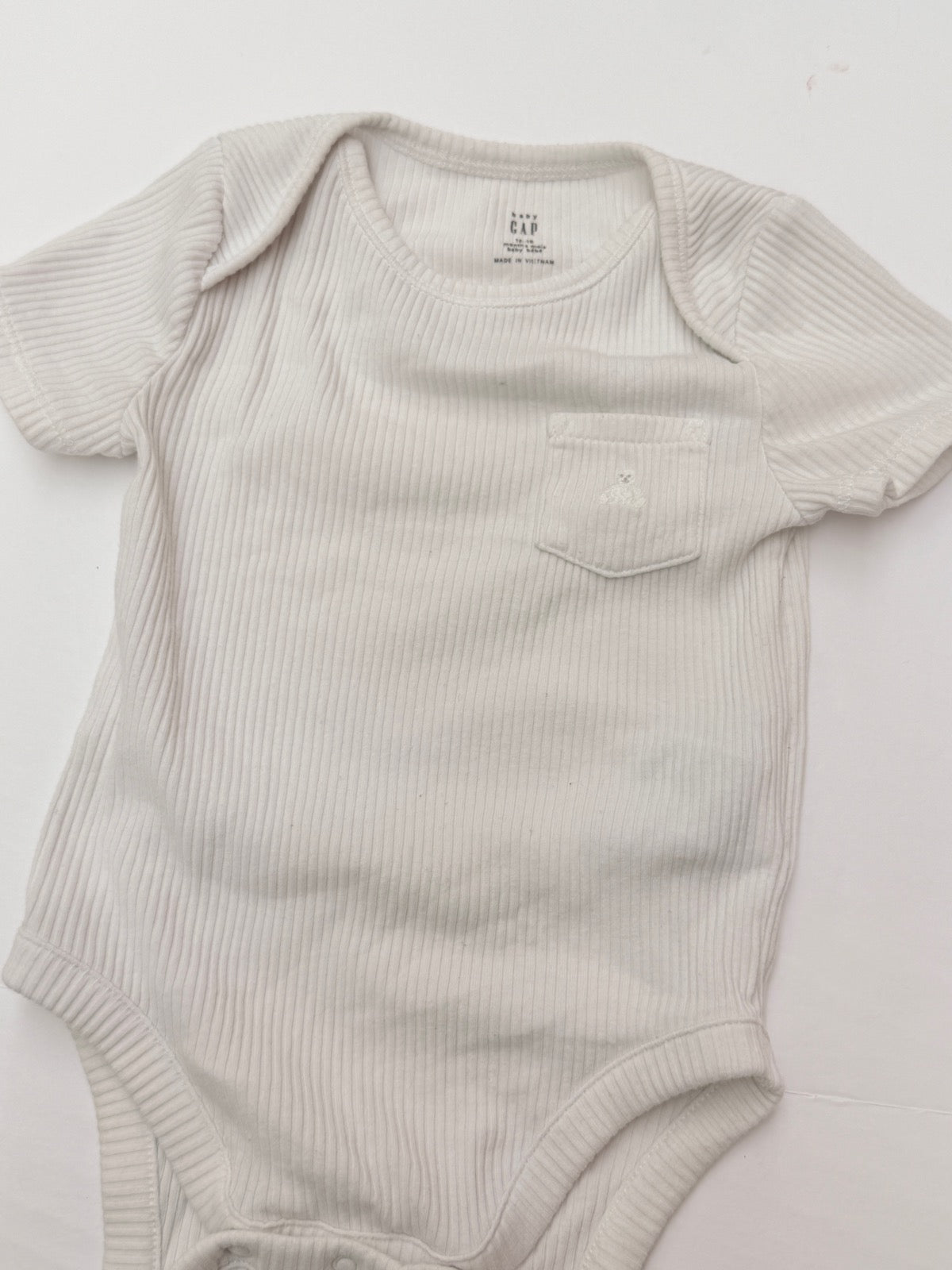 Baby Gap White Ribbed Bodysuit 12-18M