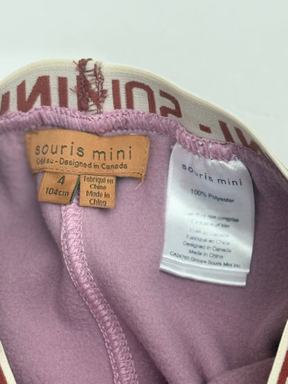 Souris Mini Purple Fleece Leggings Size 4T