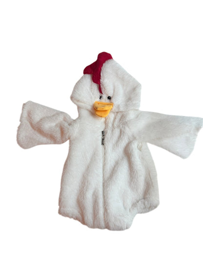 White Plush Chicken Costume Romper Size 6-9M