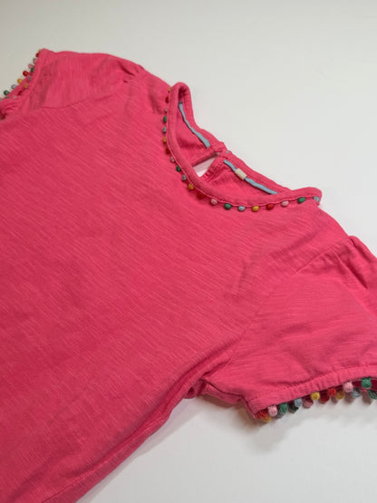 Mini Boden Pink Pom Pom T-Shirt 7-8Y