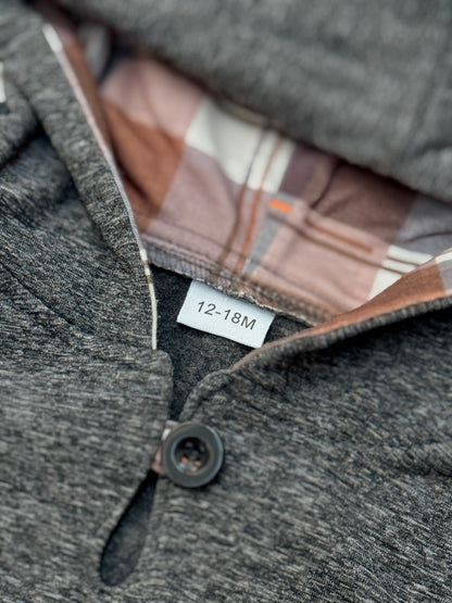 Unknown Gray Plaid Hoodie Set 12-18M