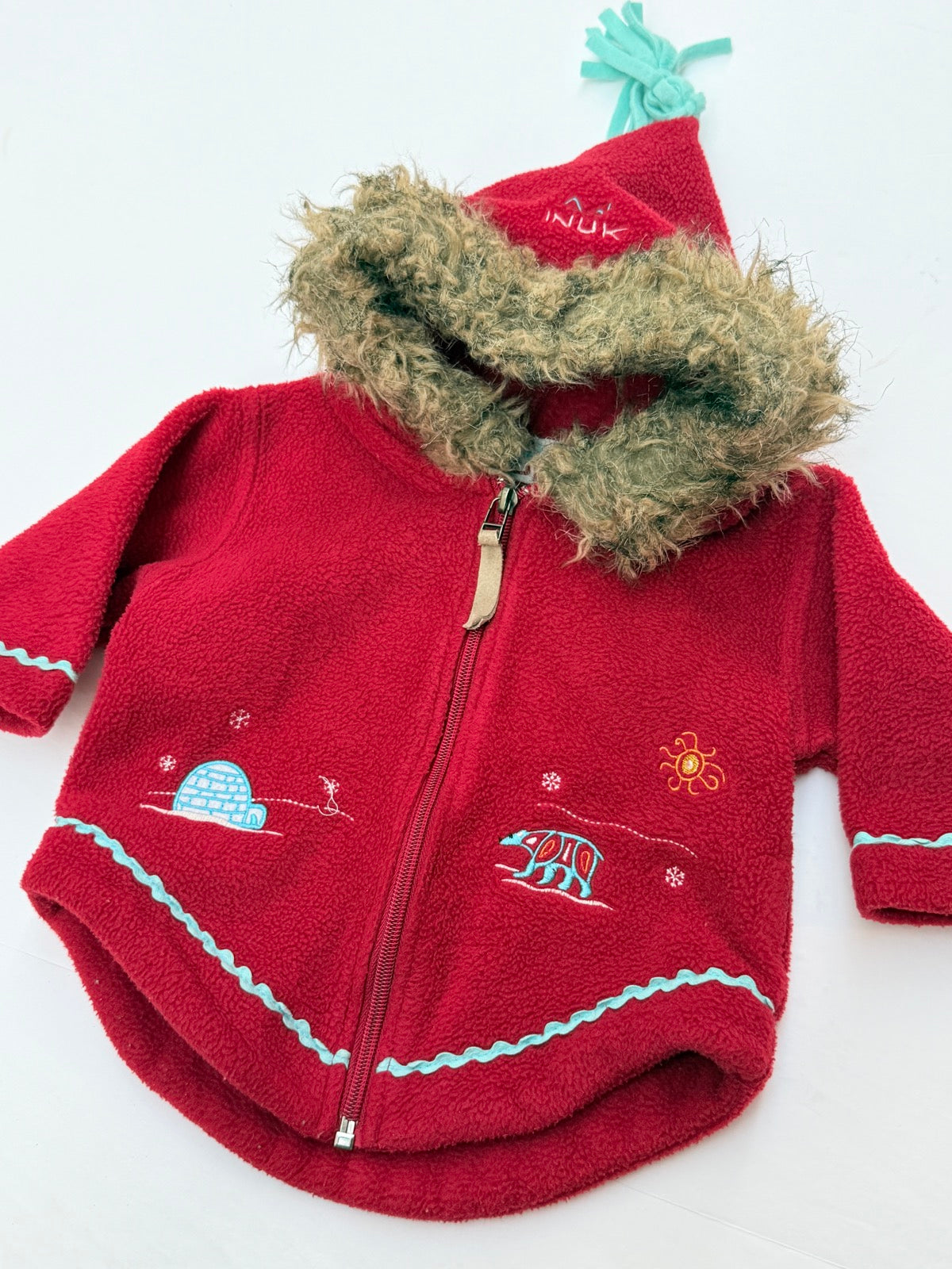 Inuk Red Fleece Arctic Hooded Jacket 12M