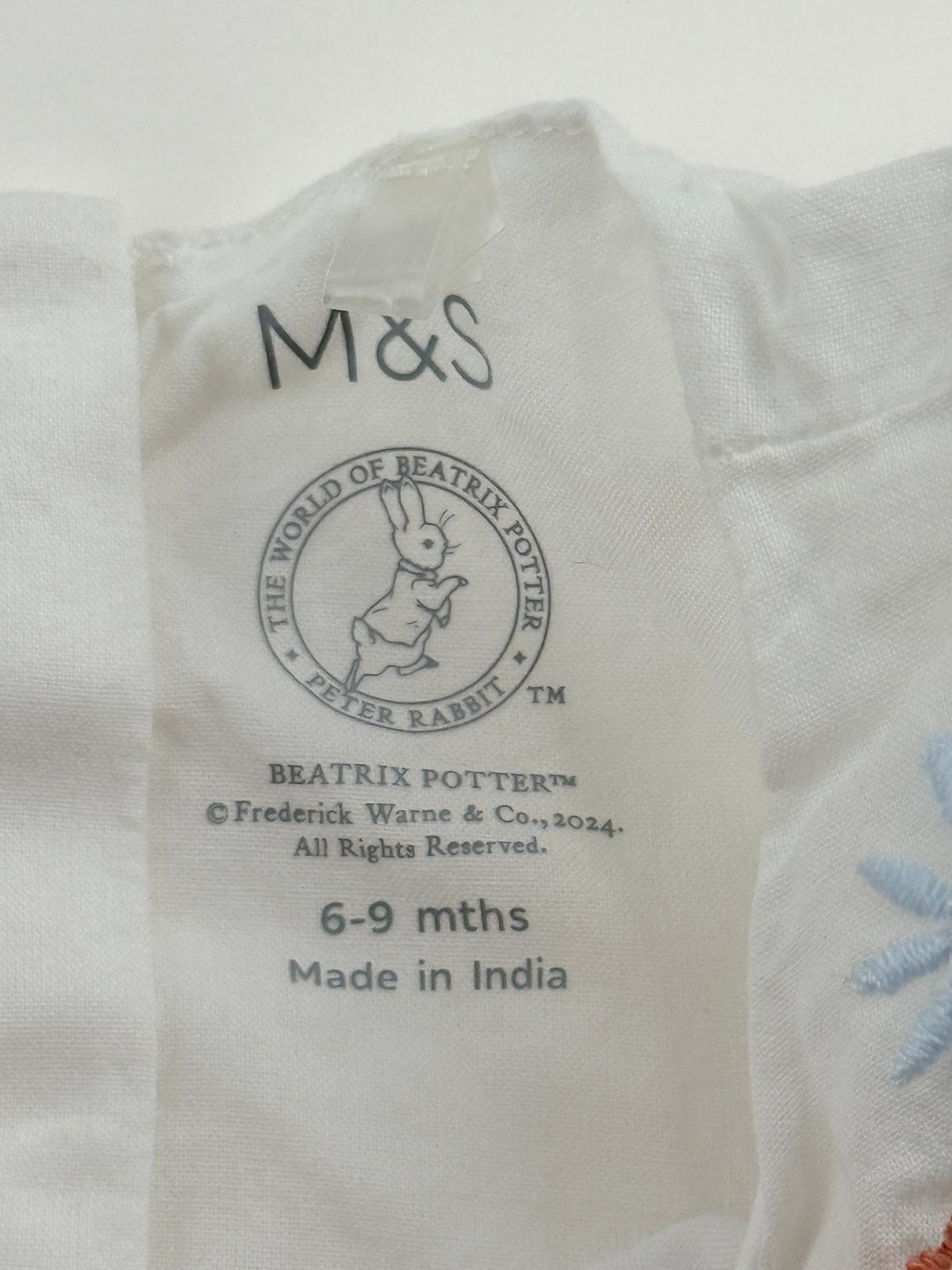 M&S Peter Rabbit Embroidered Romper 6-9M