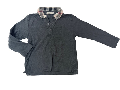 Burberry Gray Polo Shirt Nova Check Collar