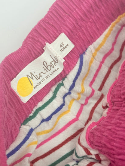 Mini Boden Pink Corduroy Floral Pants 4Y