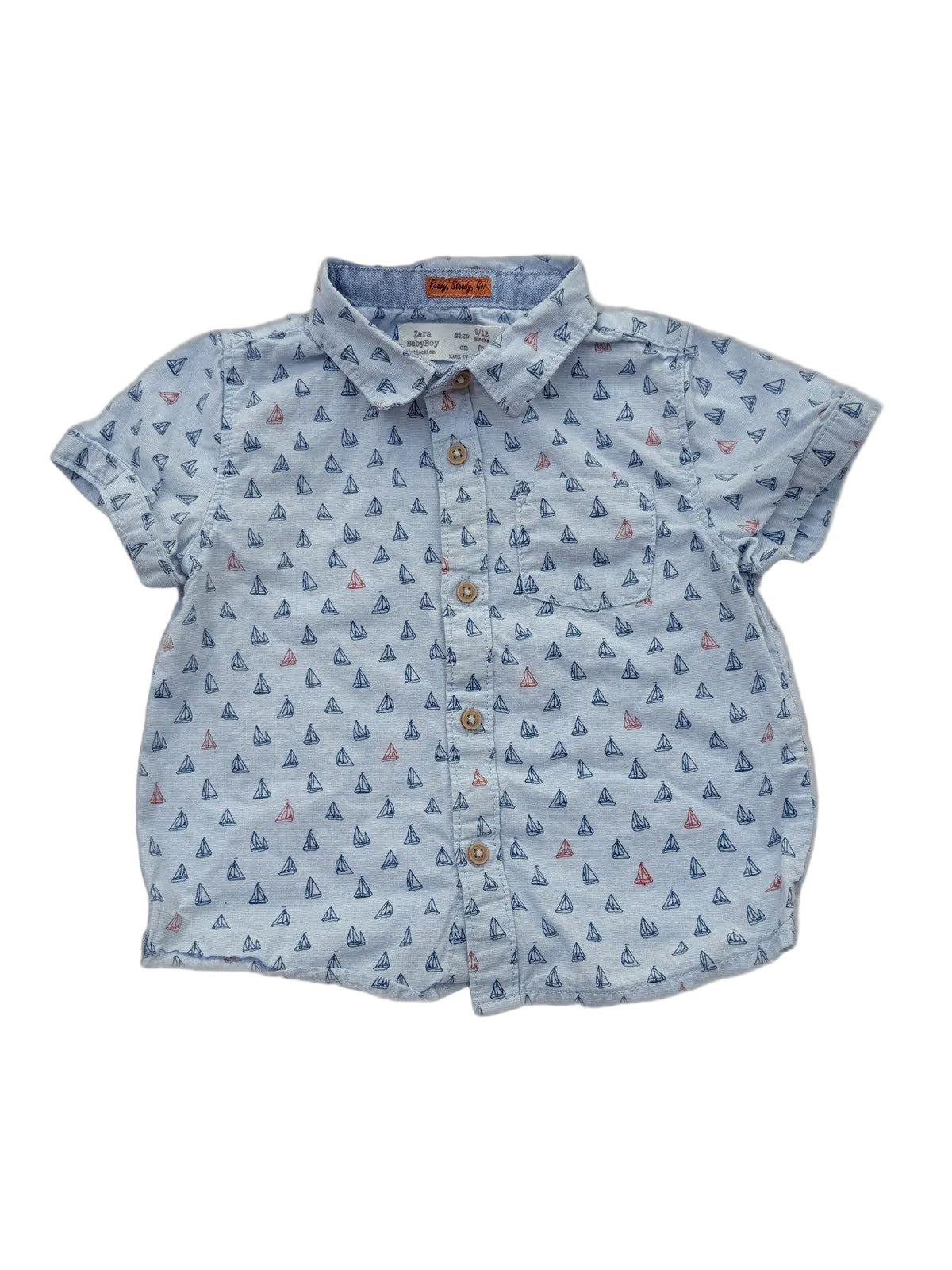 Zara Baby Boy Sailboat Button Shirt 9-12m