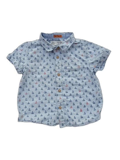 Zara Baby Boy Sailboat Button Shirt 9-12m