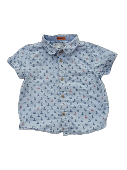 Zara Baby Boy Sailboat Button Shirt 9-12m