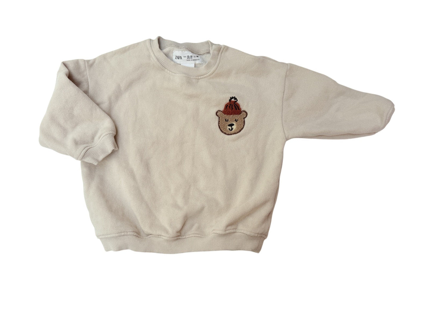 Zara Bear Embroidered Sweatshirt 12-18m