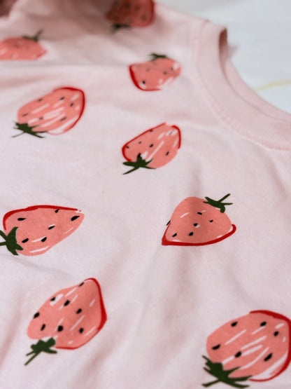 Strawberry Print Hoodie Sweatshirt 4Y