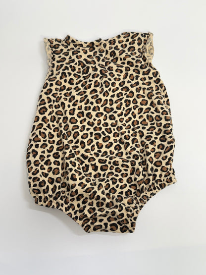 Old Navy Leopard Print Bubble Romper 3-6M