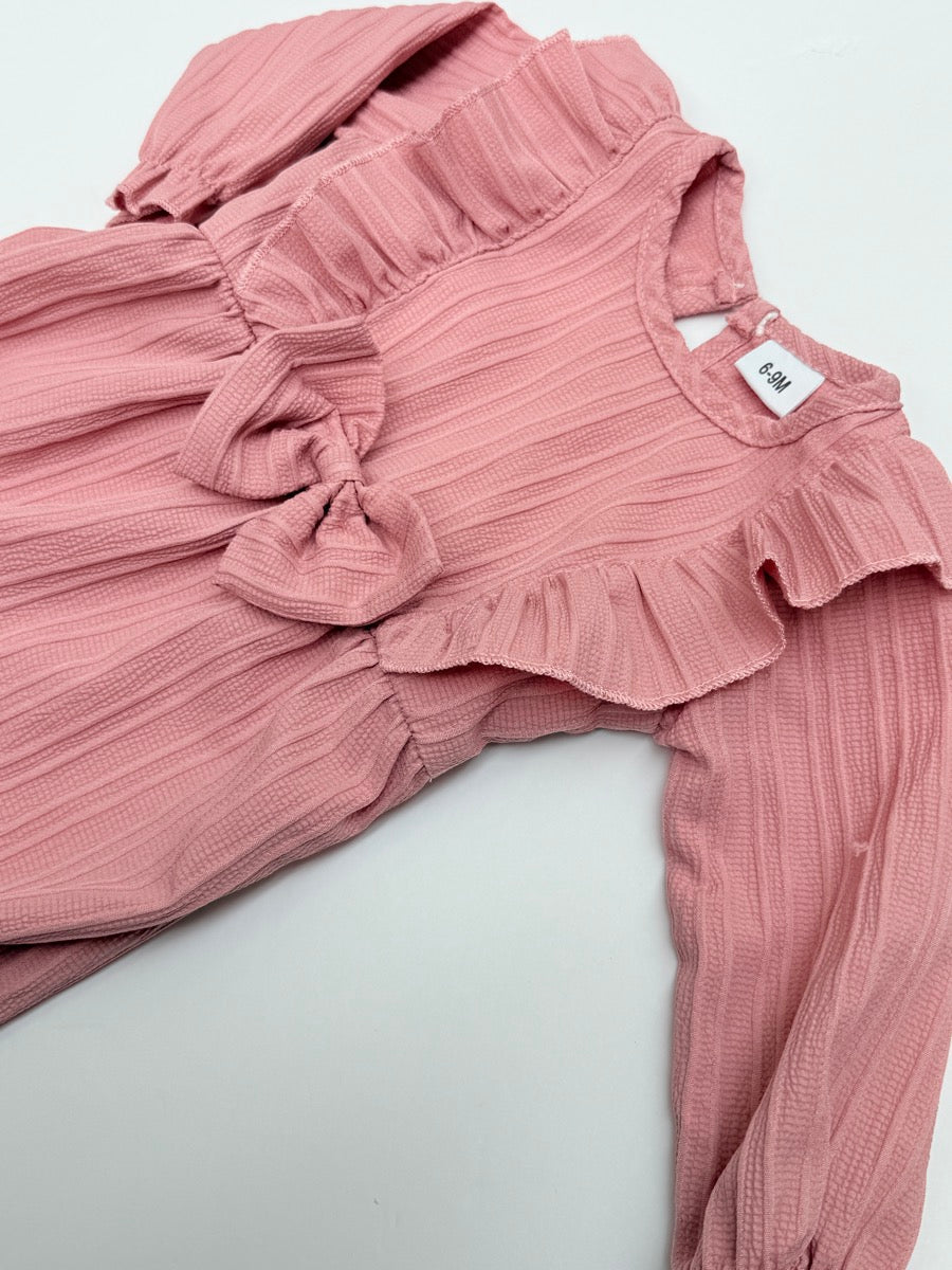 Unknown Pink Ruffle Romper 6-9M