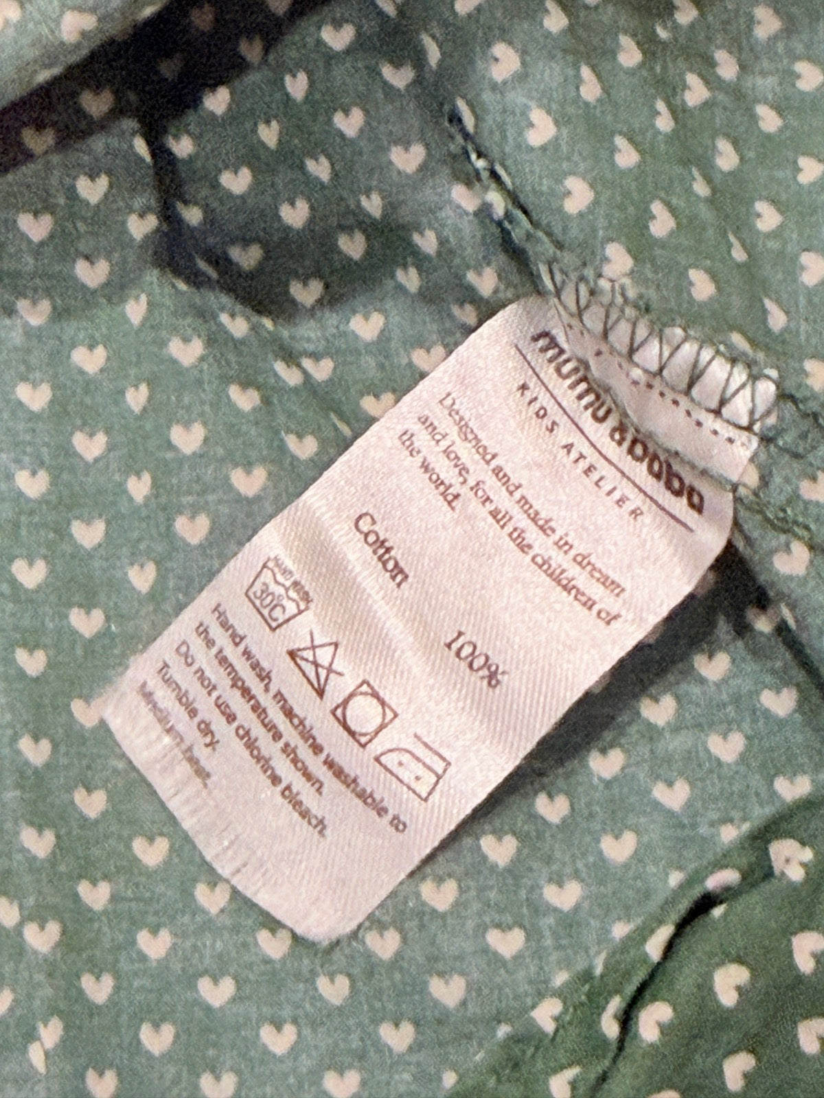 Mumu & Baba Green Heart Dress Size 3Y
