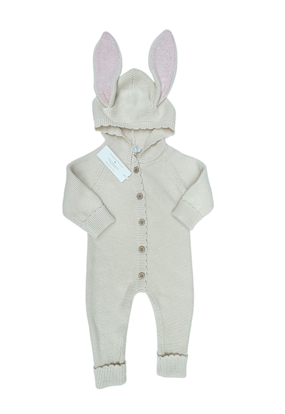 New Limited Edition Cuddle + Kind Bunny Ear Knit Hooded Romper 6-12m