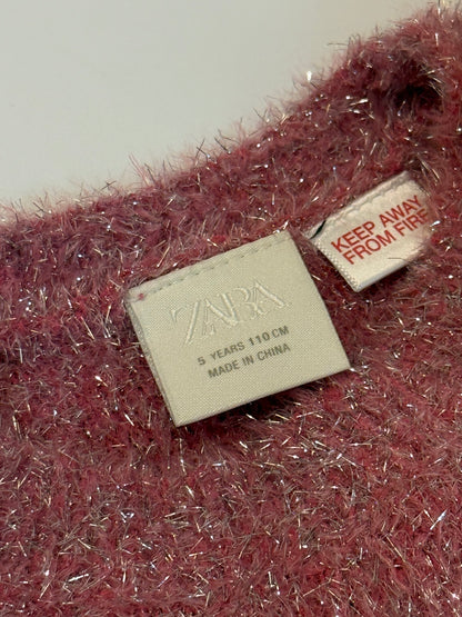 Zara Pink Sparkle Fuzzy Sweater 4-5Y