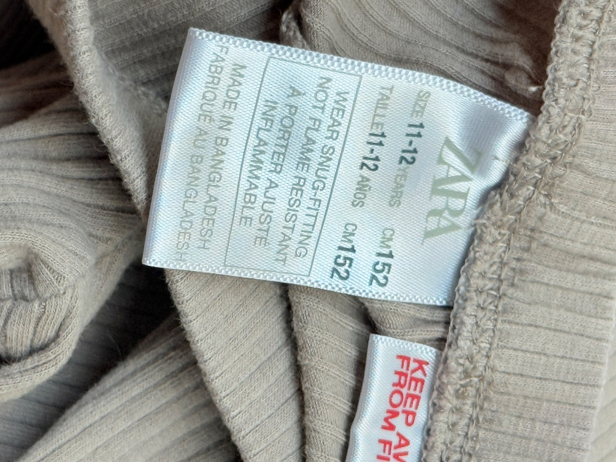 Zara Tan Ribbed Pajamas Size 11-12Y