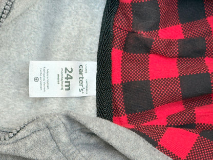 Carter's Buffalo Plaid Bear Hoodie 24M