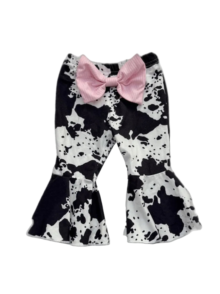 SHEIN Cow Print Bell Bottom Pants 1-3M