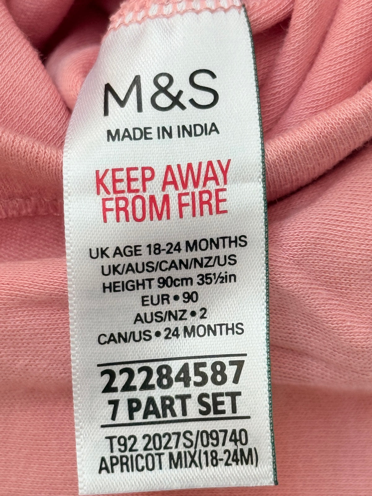 M&S Pink Bodysuit 18-24M