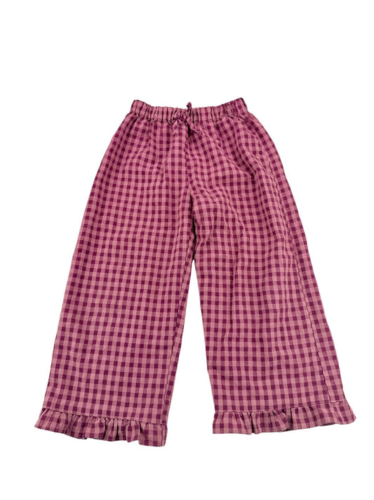 ZARA Pink Gingham Ruffle Hem Pants Size 5Y