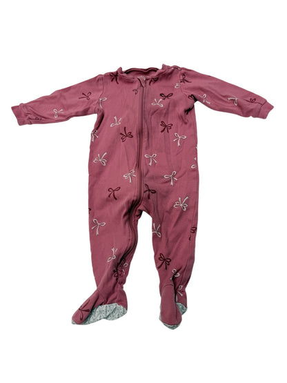 Pekkle Bow Print Footed Sleeper 12M