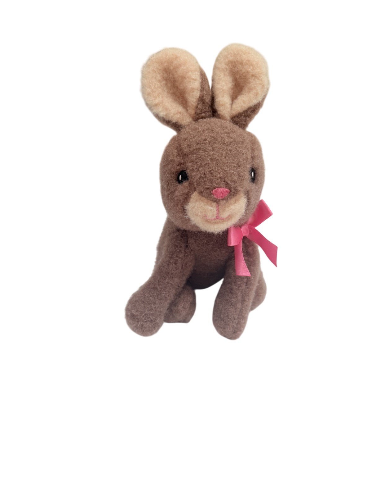 Brown Bunny Rabbit Plush Stuffed Animal Pink Bow