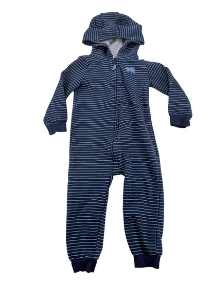 Carter's Striped Bear Hooded Romper 24M
