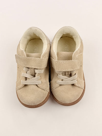Zara Beige Suede Velcro Sneakers US5
