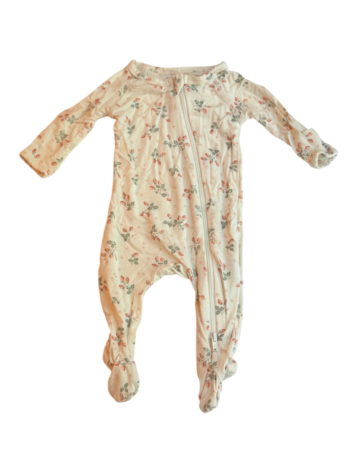 Quincy Mae Strawberry Zip Footie Sleeper NB