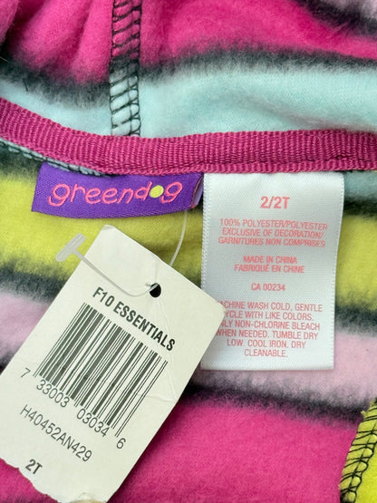 NWT - Greendog Striped Fleece Zip Hoodie 2/2T