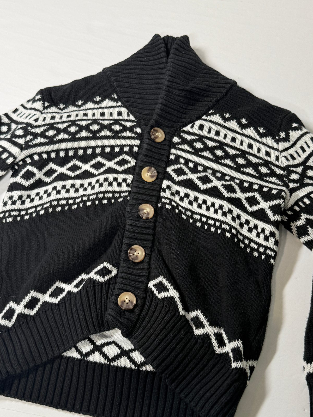 Joe Fresh Black Fair Isle Cardigan Size 3