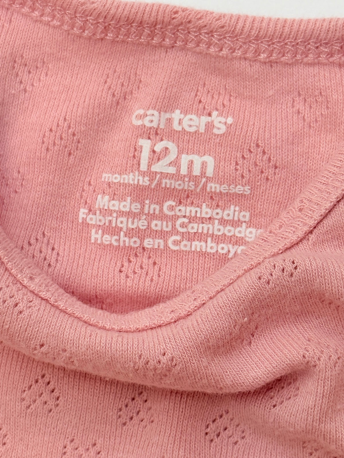 Carter's Pink Pointelle Bodysuit 12M