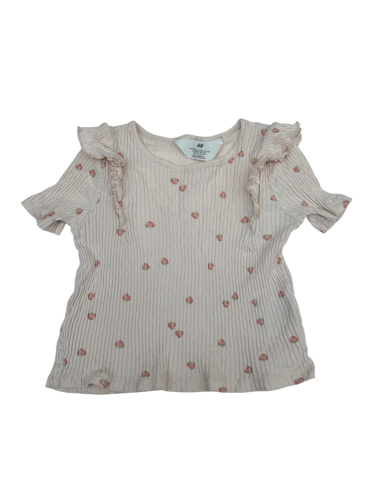 H&M Strawberry Print Ruffle Top 5T/6
