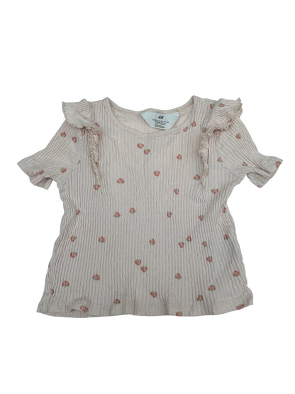 H&M Strawberry Print Ruffle Top 5T/6
