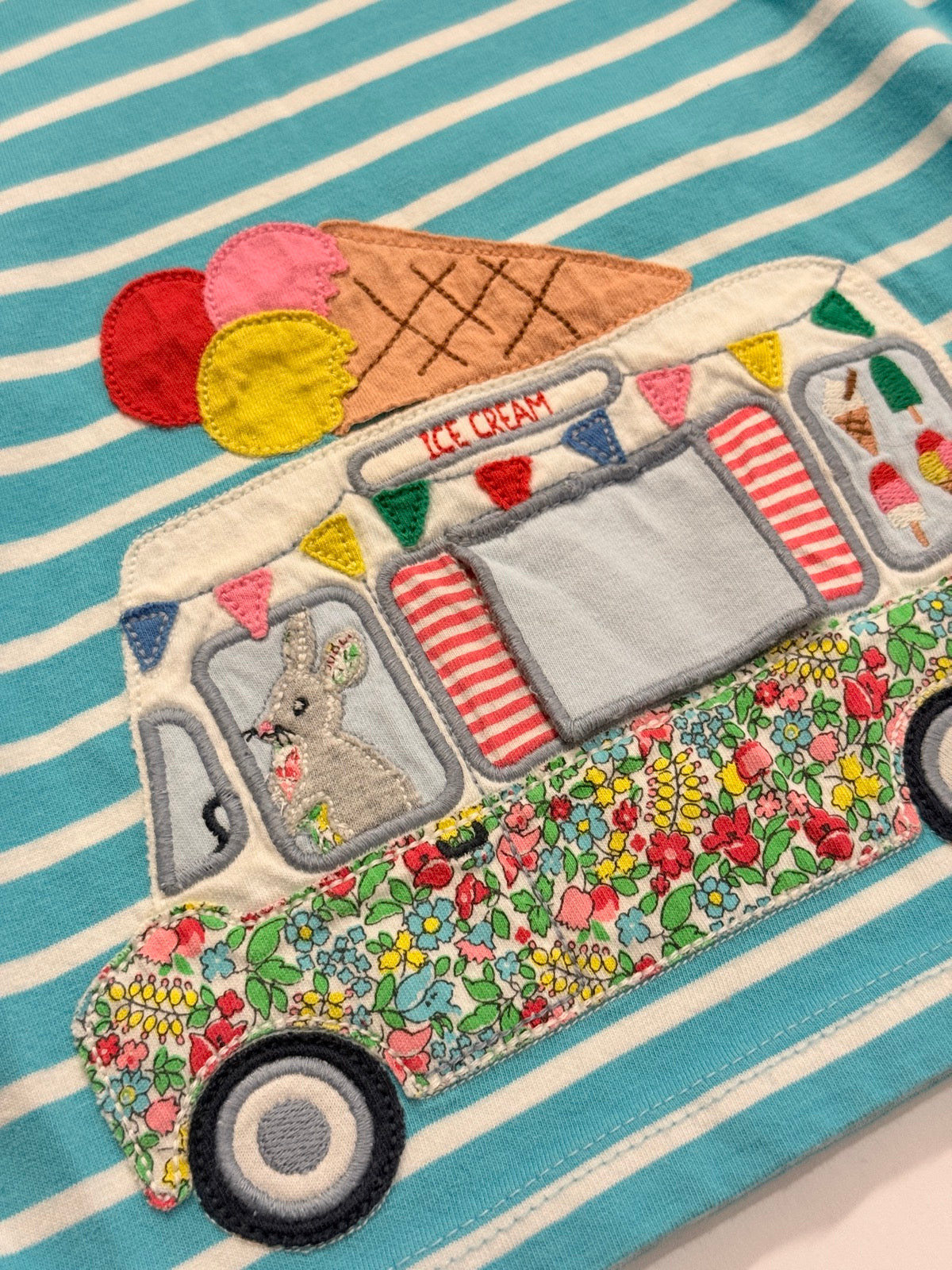 Mini Boden Ice Cream Van Appliqué T-Shirt 2-3Y